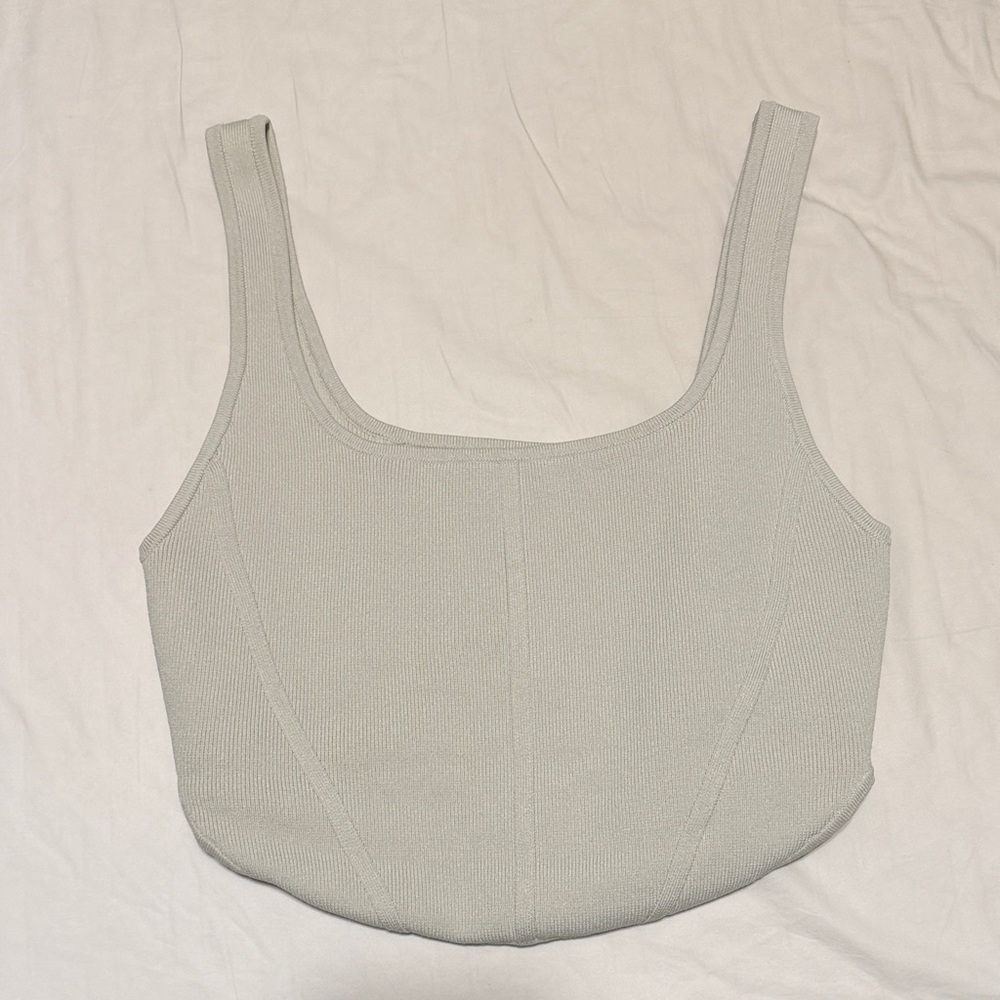 Babaton Sculpt Knit Ribbed Tank in Light Beige